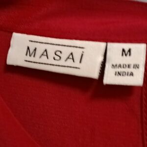 FINAL PRICE MASAI wine colored 100% viscose flared dress w rear tie-up/cut-out